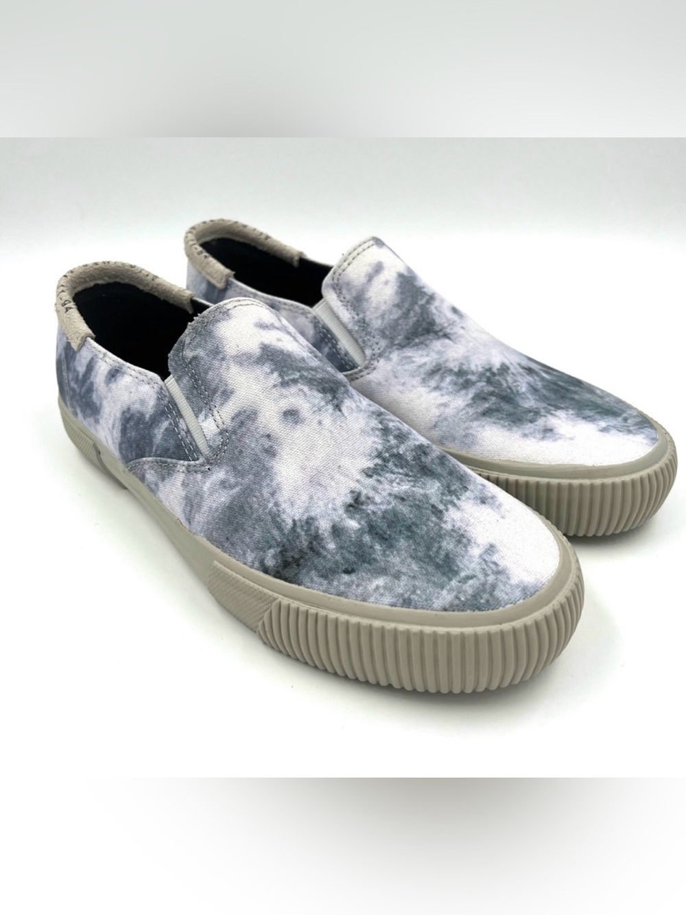 NEW All Saints Men’s Manny Canvas Slip-Ons Sneakers Tie Dye Grey 8M (41)